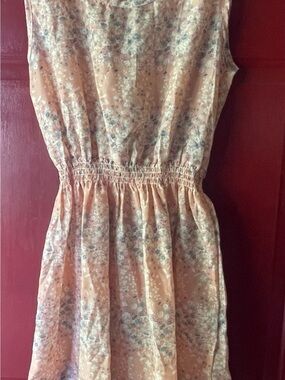 Sleeveless Peach Floral Mini Dress